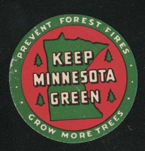 Two Vintage Keep Minnesota Green Poster Stamps - Prevent Forest Fires