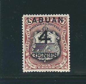 Labuan 88 SG 103 4c on 6c Brown Lake & Black MH F/VF 1899 SCV $30.00