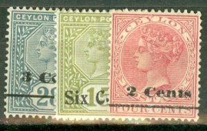 JU: Ceylon 143-6, 148, 152-7, 159 mint CV $80; scan shows only a few