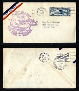 # C10 on CAM # 17 First Flight cover, Toledo, OH to Detroit, MI - 6-4-1928