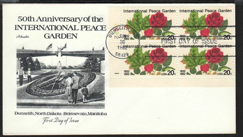 1982 International Peace Garden Sc 2014 Artmaster plate block