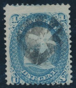 #92a 1c 1868 PALE BLUE WITH FANCY CANCEL CV $425+ AU1053