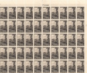 749 10c Great Smokey Mountains Full Sheet P#21342 - Lower Right, MNH