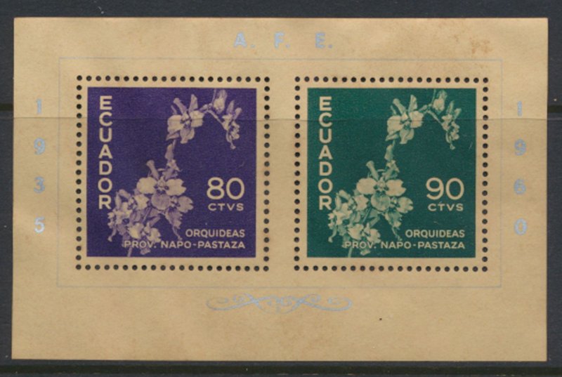 Ecuador  Sc# 670  MNH Flower Orchid  MS see details  / scans