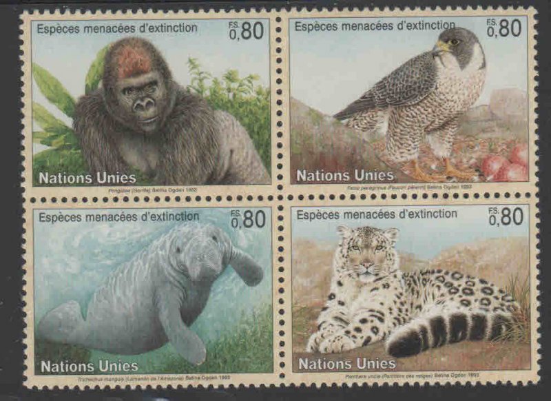 UNITED NATIONS GENEVA  #267a  1995  ENDANGERED SPECIES  MINT VF NH  O.G BLK 4