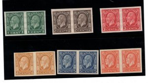 Canada #195c - #200a Extra Fine Never Hinged Imperf Pair Set