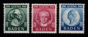 Germany [French Zone] Baden 1949 Birth Bicentenary of Goethe, Set [Unused]