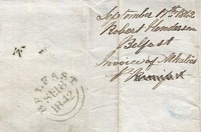 GB Ireland 1842 1d red QV Used Sc 3 or 3a  F, MX/PK Belfast Maltese Cross Cover