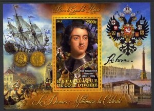 IVORY COAST - 2013 - Peter the Great - Perf De Luxe Sheet - MNH - Private Issue