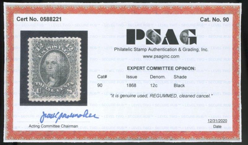 U.S. #90 USED WITH PSAG CERT
