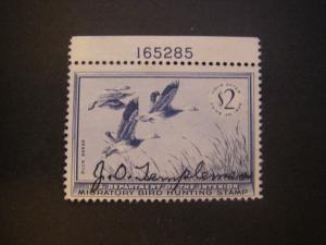 RW22, $2 Blue Geese, USED PNS #165285 Beauty, 1955 Duck Stamp