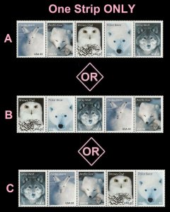 US 3288-3292 3292a Arctic Animals 33c strip set (5 stamps) MNH 2000