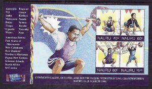 Nauru-Sc#449- id8-used sheet-Sports-Weight Lifting-1998-