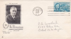 #933 FDC, 5c Franklin D. Roosevelt, 3 diff. cachets