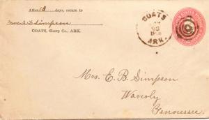 United States Arkansas Coats 1906 target  1888/1909  Postal Stationery Envelope.