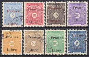 France Colonies SOMALI COAST Postage Due *FRANCE LIBRE* Stamp{8} WW2 Used SS3395