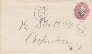 US #U58 Postal Stationery Cover - Lima New York to Cooperstown NY - pm 1864