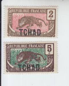 1922 Chad Leopard Overprints (Scott 2, 4) MH