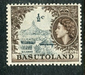 BASUTOLAND; 1961 early QEII Pictorial issue fine Mint hinged 1/2c. value