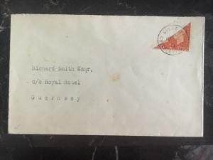 1941 Guernsey Channel Island England Occupation Cover BiSect Stamp Royal Hotel