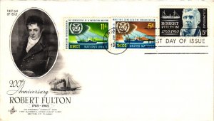 #1270 Robert Fulton – 3 stamp Combo - Artcraft Cachet  SCBL