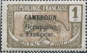 Cameroun 130 (mh) 1c leopard, ol gray & brn, ovptd (1916)