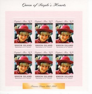 Union Island 1997 PRINCESS DIANA Sheet Perforated Mint (NH)