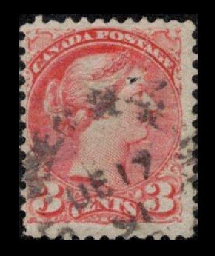 CANADA 1888 QUEEN VICTORIA VINTAGE 3c VERMILLON #41 USED SEE SCAN