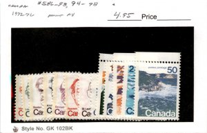 Canada, Postage Stamp, #586-593, 594-598 Mint NH, 1973 (AF)
