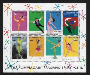 Azerbaijan #667 MNH; Nagano Winter Olympics - SS of 8 stamps (1998)