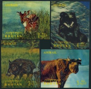 Bhutan 116I-116L,MNH.Michel 385-388. Young deer,Wild boar,Bear,Takin.1970.