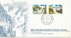 BRAZIL BRASIL 1982  WATERFALLS GUAIRA PARANA SET OF 2 VAL ON FIRST DAY COVER FDC