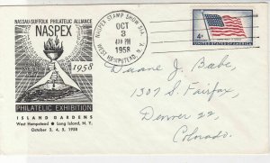 U. S. NASPEX Philatelic Exhibition 1958 Torch Illustrated Stamp Cover Ref 37640