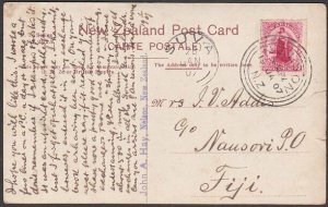 NEW ZEALAND TO FIJI 1907 postcard ex Nelson - Suva arrival cds..............R554