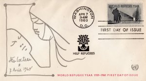 USA 1960 Sc#1149 WORLD REFUGEE YEAR Jean Cocteau FDC