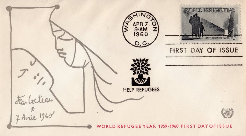 USA 1960 Sc#1149 WORLD REFUGEE YEAR Jean Cocteau FDC