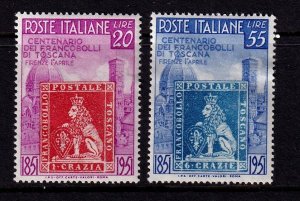 Italy 1951 - Centenary of Tuscany's- M-VF-NH set # 568-569