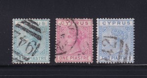 Cyprus Scott # 11 - 13 F-VF used neat cancels nice color cv $ 128 ! see pic !