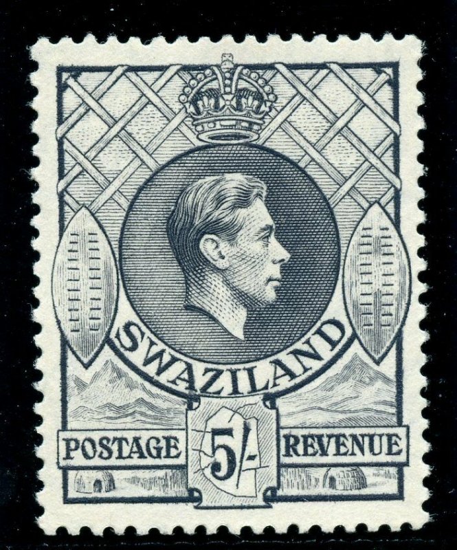 Swaziland 1938 KGVI 5s grey (p13½x13) superb MNH. SG 37.