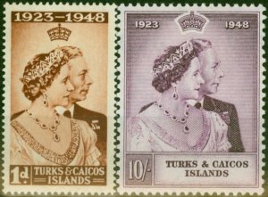 Turks & Caicos 1948 RSW Set of 2 SG208-209 Fine MM