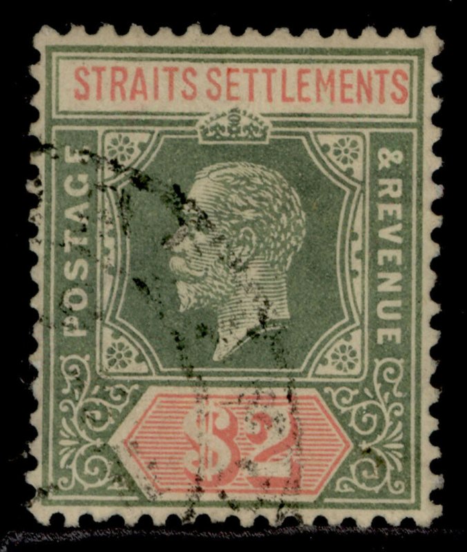 MALAYSIA - Straits Settlements GV SG211, $2 green & red/yellow, FU. Cat £55.