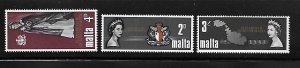 Malta 1967 Visit of Queen Elizabeth II Arms Map Sc 378-380 MNH A2232