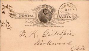 United States Ohio Hardin c1890 target  1856-1909  Postal Card.