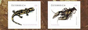 Austria 2092-2093 MNH stamps wildlife animals salamander amphibian crayfish (3)