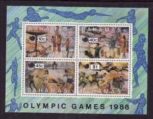 Bahamas-Sc#654a-unused NH sheet-Sports-Olympics-Seoul-1988-
