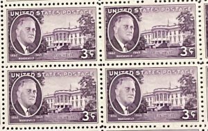 932  Franklin D Roosevelt, White House   MNH 3 c Sheet of 50 FV $ !.50 1945