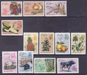 Cuba 1446-57 MNH OG 1969 Agriculture Fruits, Vegetables & Animals Set of 12