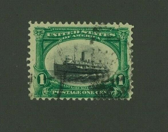 US 1901 1c green & black Pan-American, Scott 294 used, Value = $3.00