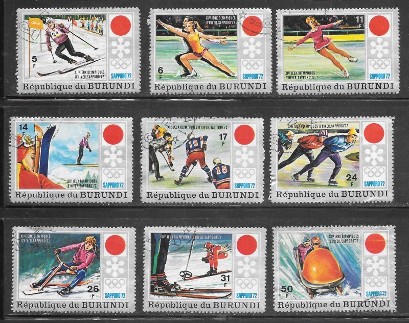 Burundi #385-93 Used Set of 9 Singles Collection / Lot