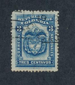   Colombia 1923  Scott  372 used - 3c, Coat of Arms